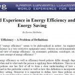 World Experience in Energy Efficiency and Energy Saving